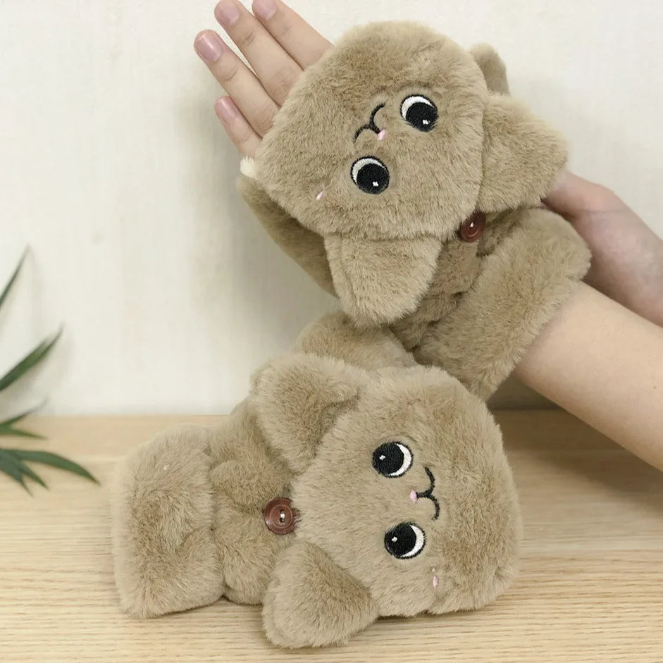 Supéria Plush Animal Fingerless Gloves