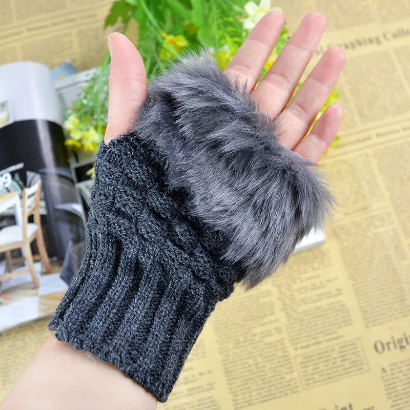 Supéria Faux Fur Fingerless Winter Gloves