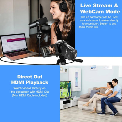 Supéria 4K Vlogging Camera Camcorder