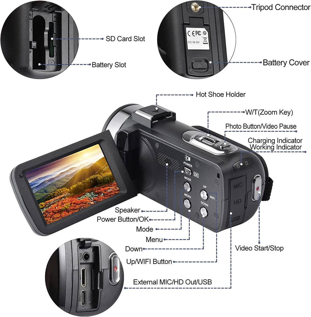 Supéria 4K Vlogging Camera Camcorder